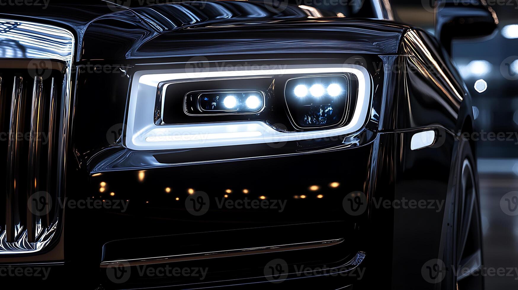 Car headlight close-up with open space for design creativity photo