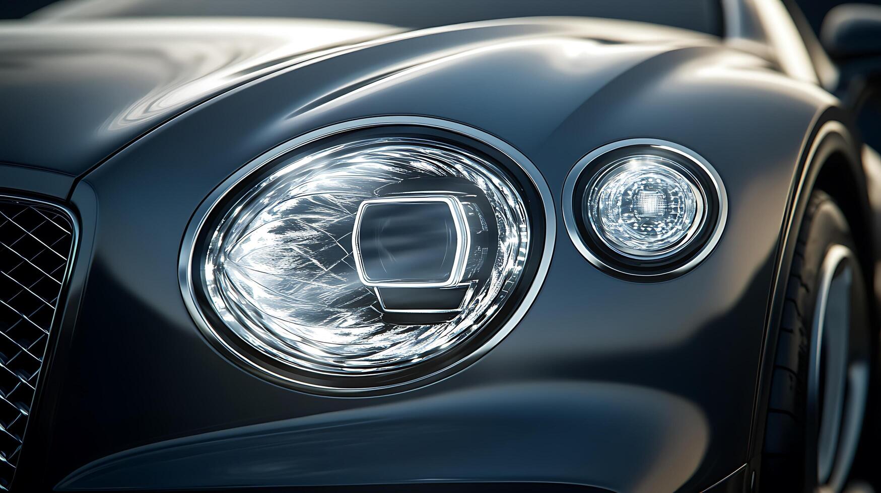 Elegant close-up of a luxury car headlight design with ample room for text photo