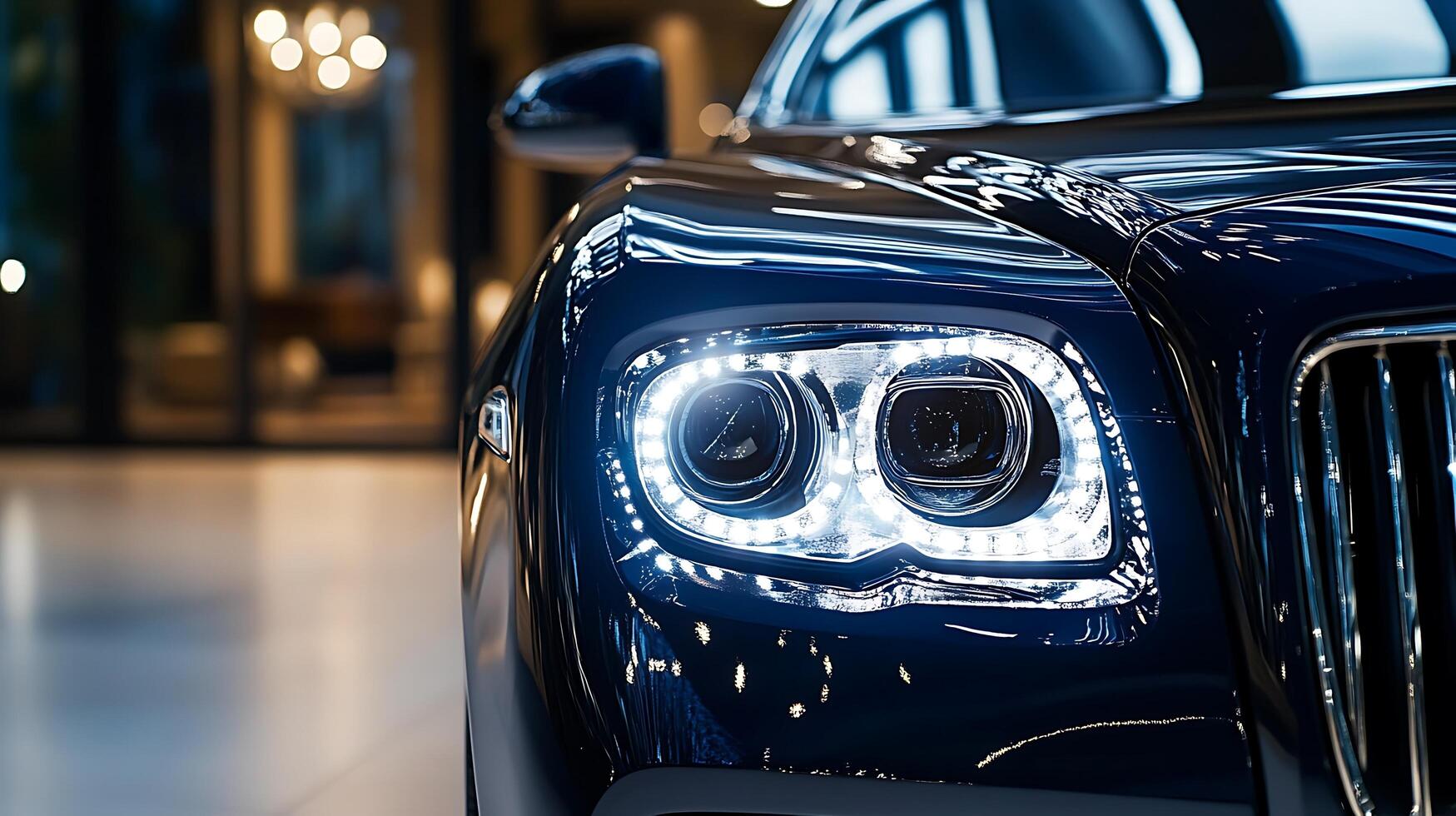 Close-up of a headlight and front light with clean copy space photo