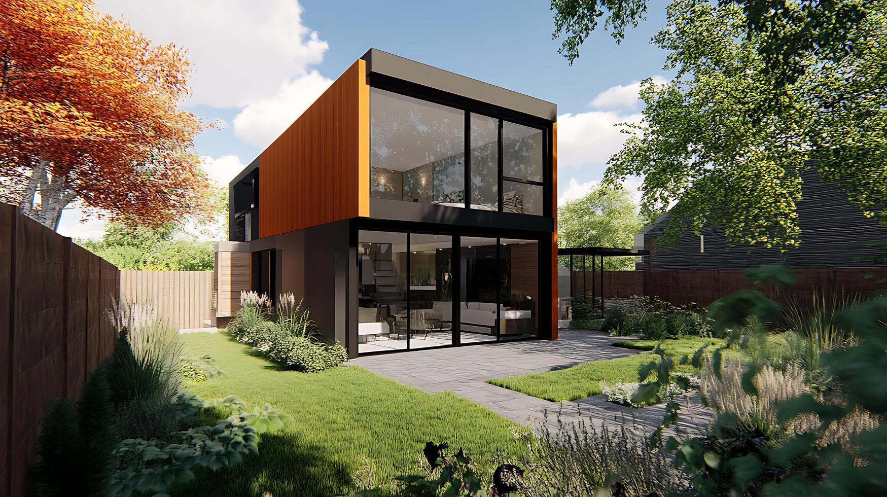 Contemporary Real Estate Home with Striking Modern Architecture in High-Resolution Imagery photo
