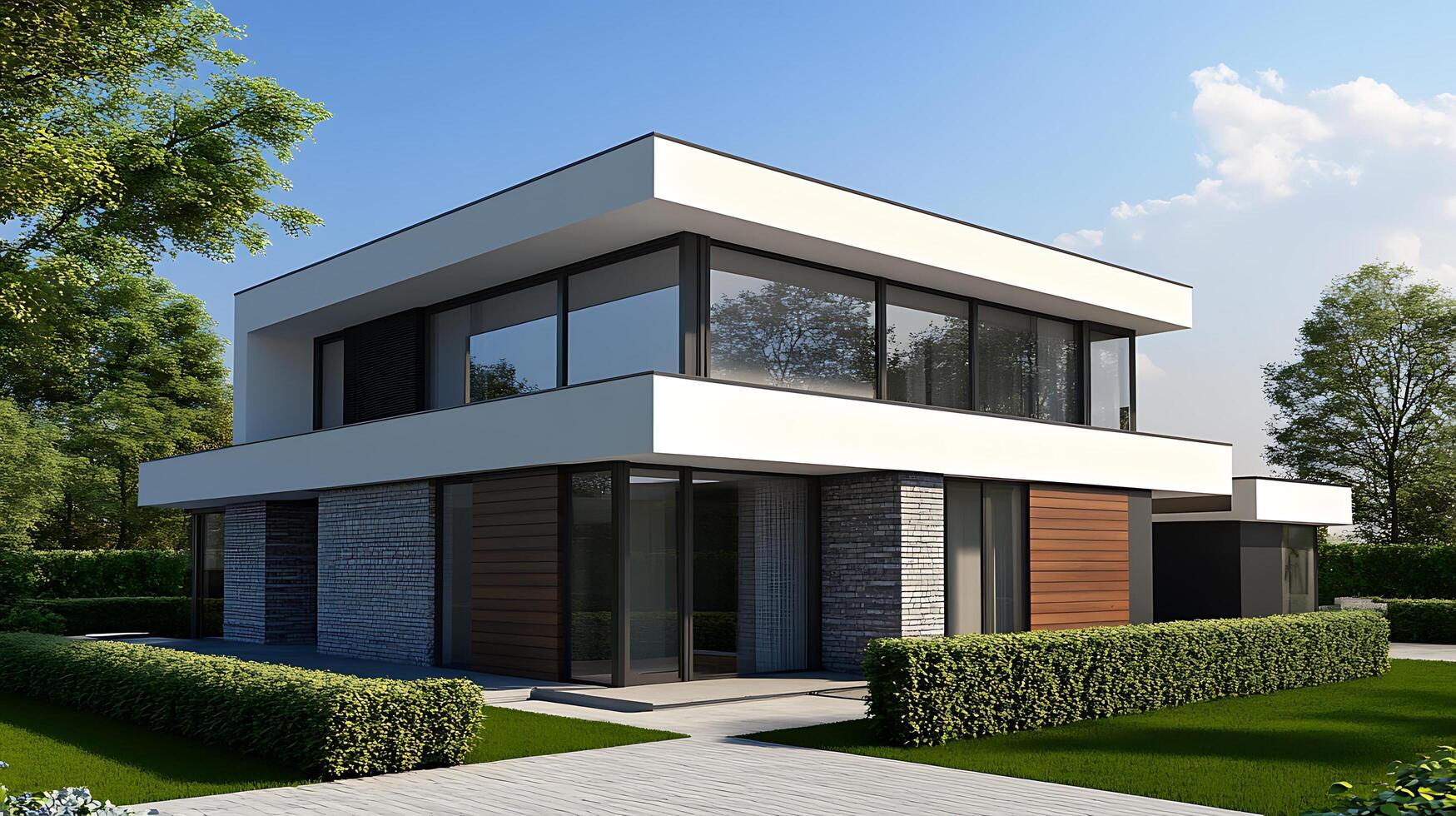 Innovative Architectural Design in High-Definition Real Estate Imagery of a Luxurious Home photo