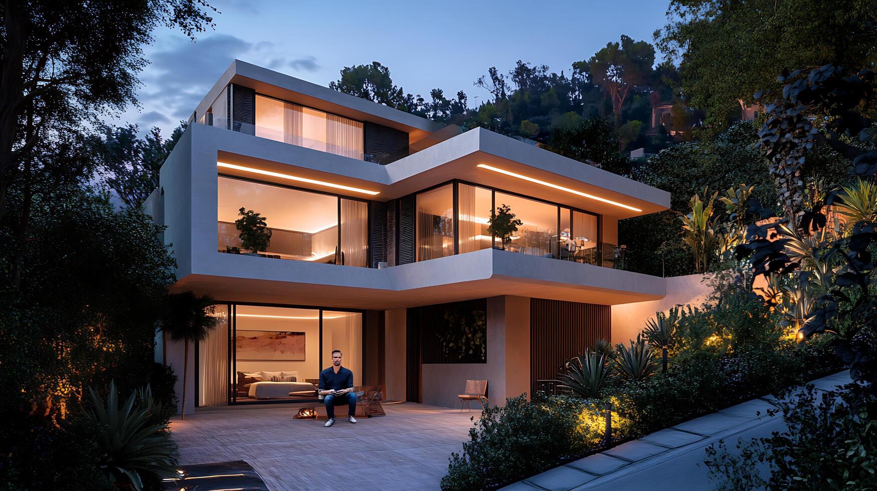 High-Resolution Photography of a Contemporary Home with Stunning Architectural Features photo