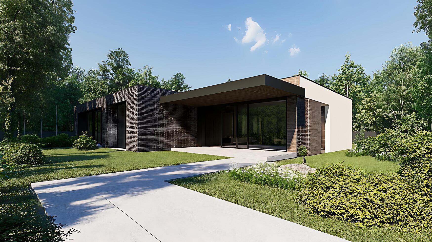 Modern Real Estate Property Highlighted with Striking Detail in High-Definition Photography photo