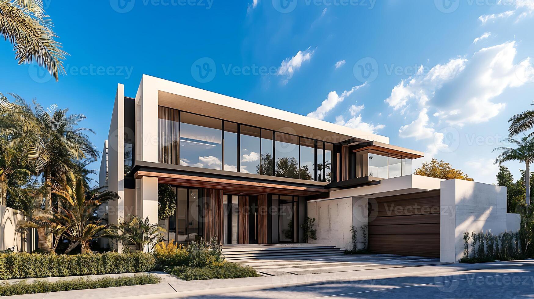 Luxurious Modern Property Highlighted with Striking Detail in High-Resolution Imagery photo