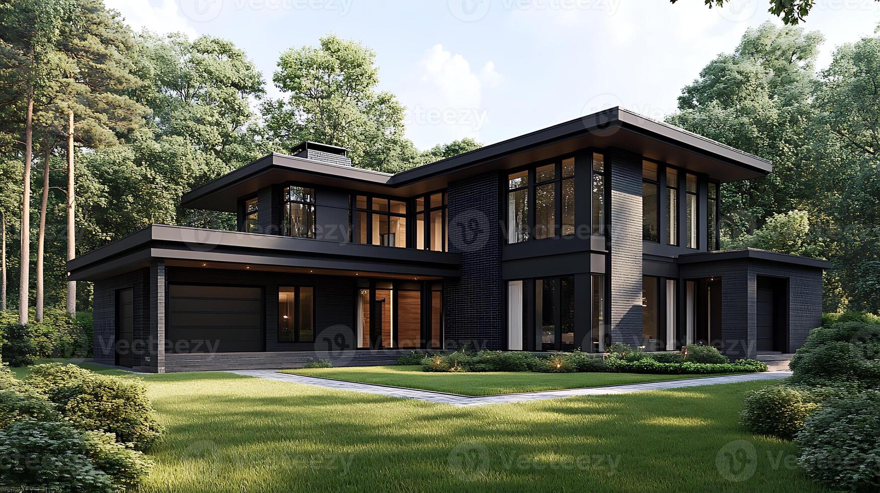 High-Resolution Image of a Contemporary Real Estate Property with Striking Architecture photo