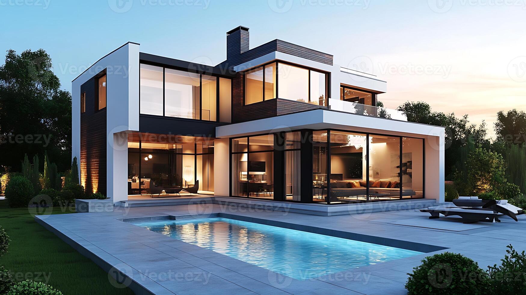 High-resolution imagery of innovative modern home design in real estate photo