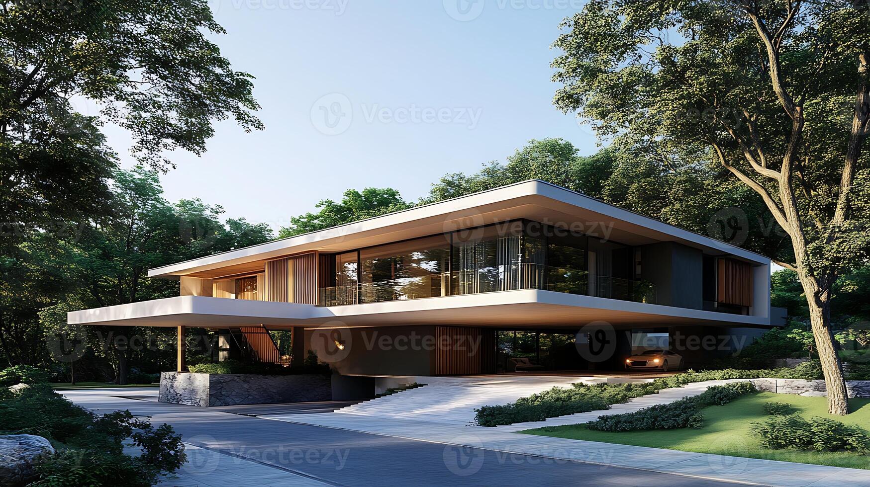 High-resolution real estate photo showcasing innovative modern home design