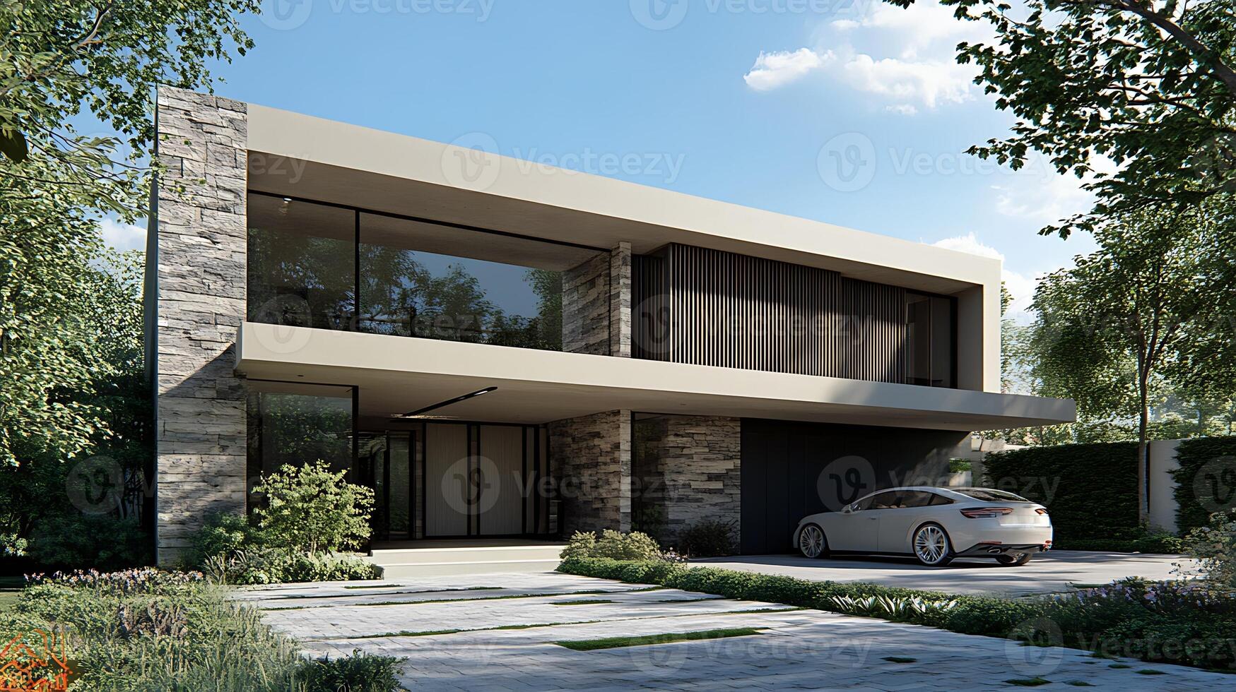 Contemporary architectural marvel captured in stunning high-resolution detail photo