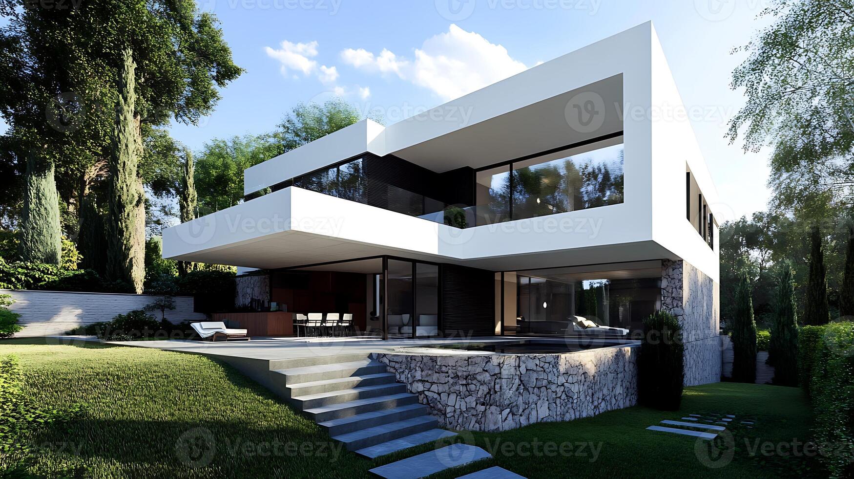 High-resolution display of cutting-edge modern home design in real estate photo