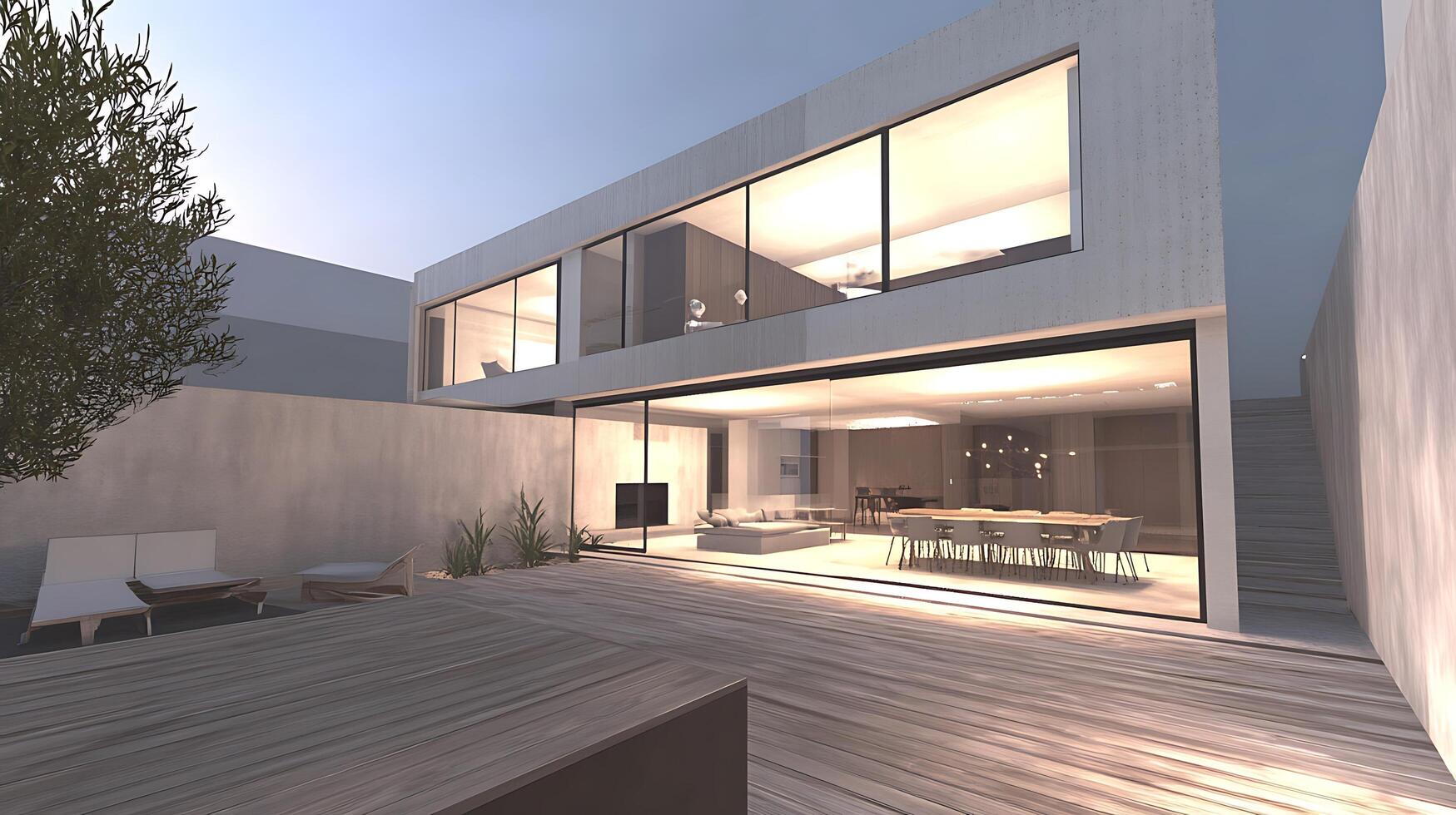 Luxurious duplex home architecture captured in high-resolution detailed imagery photo