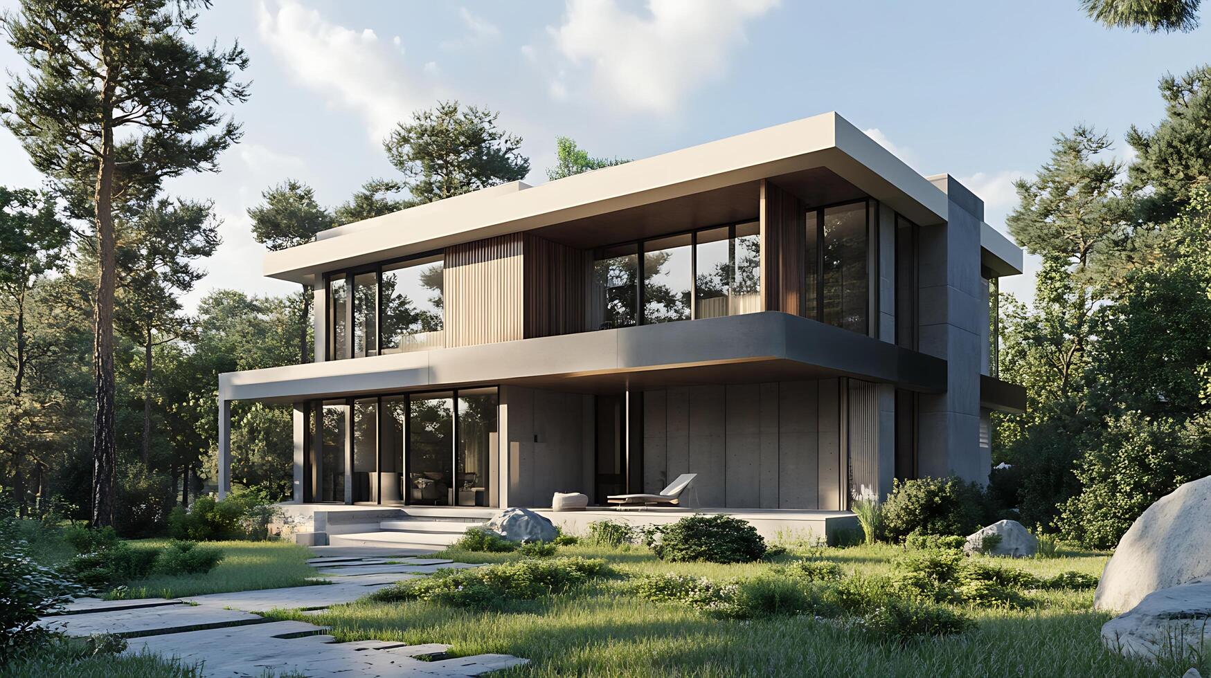 High-resolution showcase of a detailed and sleek modern duplex home photo