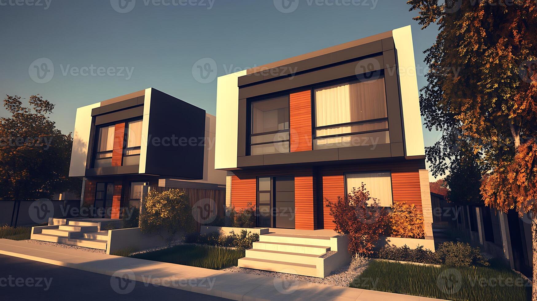 Beautifully Captured High-Resolution Image of a Sleek Modern Duplex Home photo