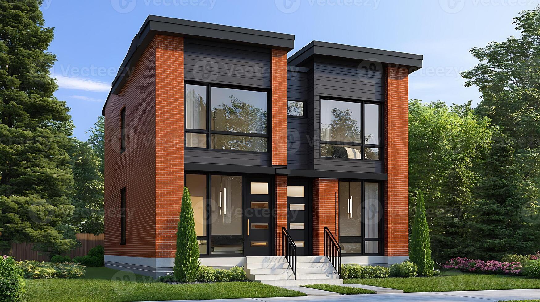 Stunning High-Definition Image of a Stylish Modern Duplex Residence photo