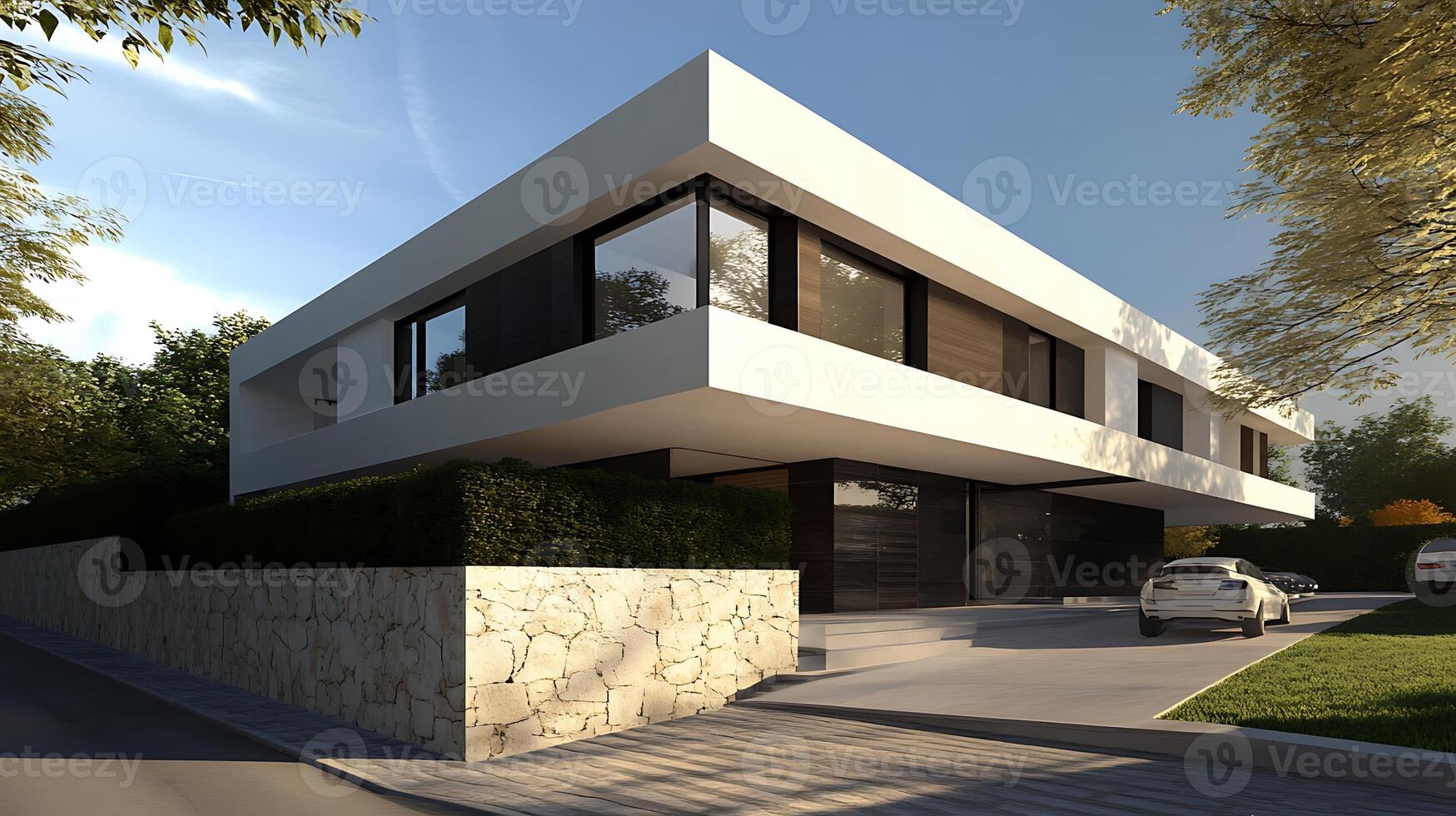 Elegant modern duplex house exterior featured in high-definition photography photo
