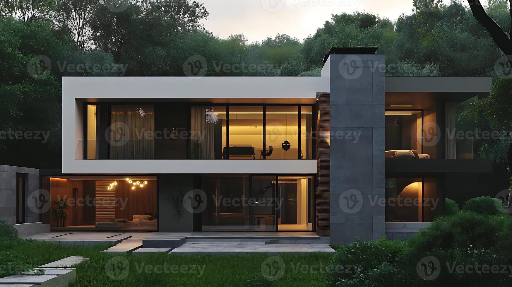 High-definition architectural image of a sophisticated modern duplex home design photo