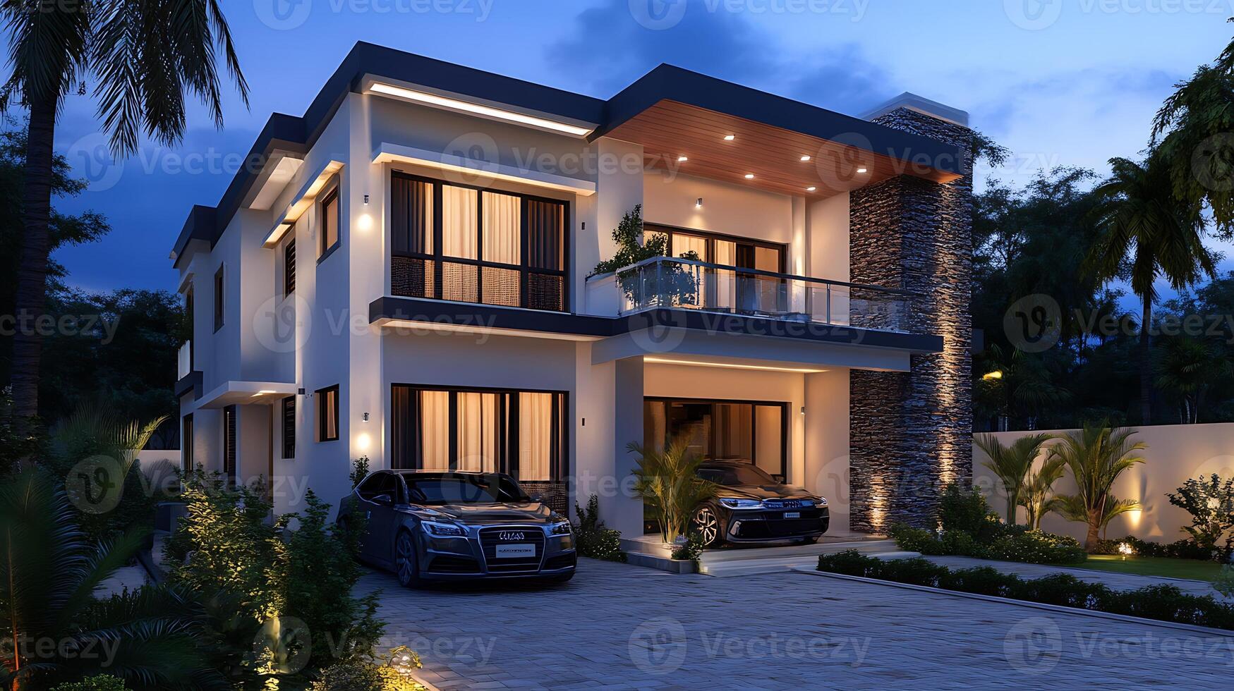 Luxurious modern duplex house captured in breathtaking high-resolution detail photo