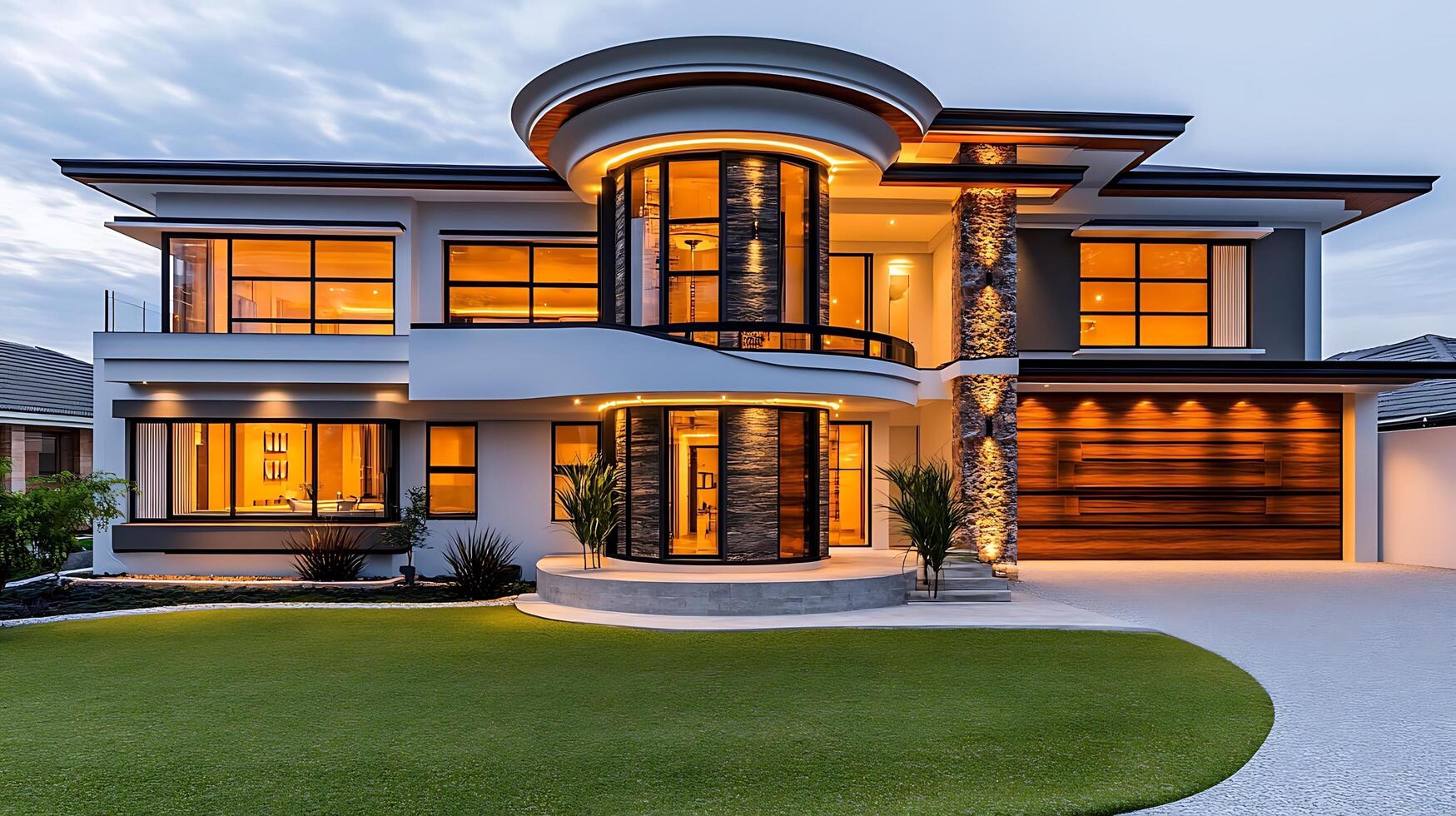 Beautiful high-definition image of a modern house with luxurious design elements photo