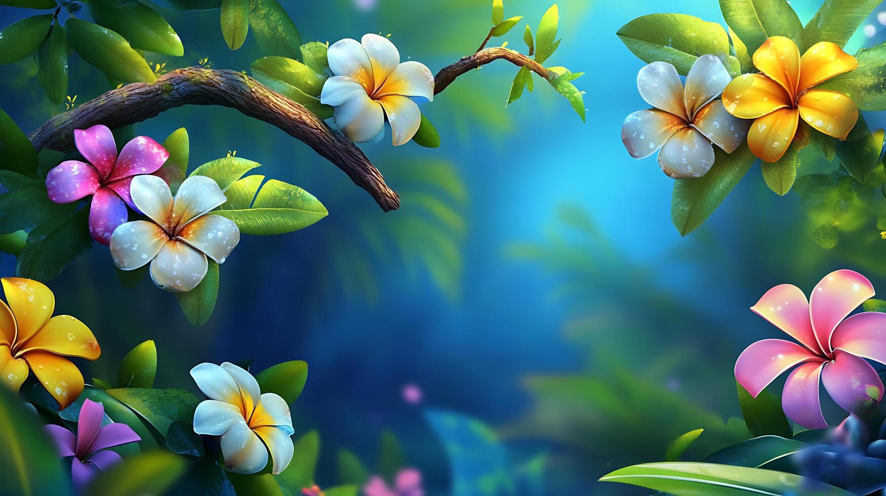 Gorgeous Close-Up of Realistic Flowers Highlighting a Tree Branch photo