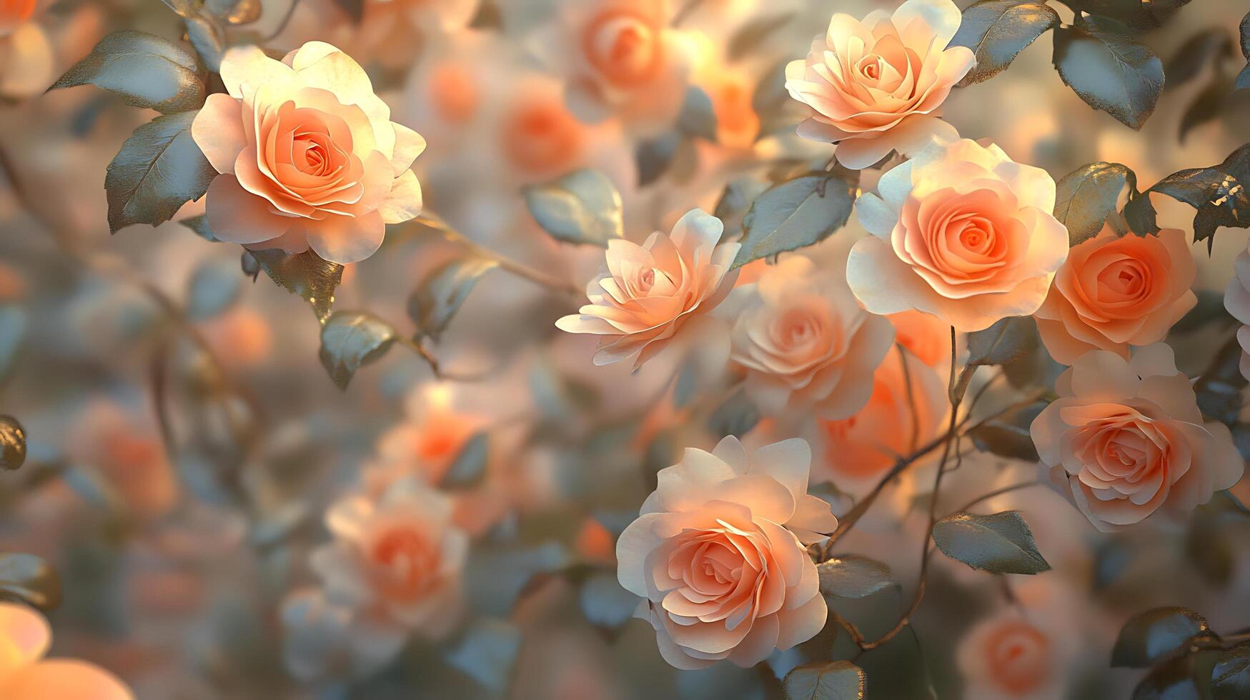 Beautiful Close-Up of Realistic Flowers Gracefully Resting on a Tree Branch photo