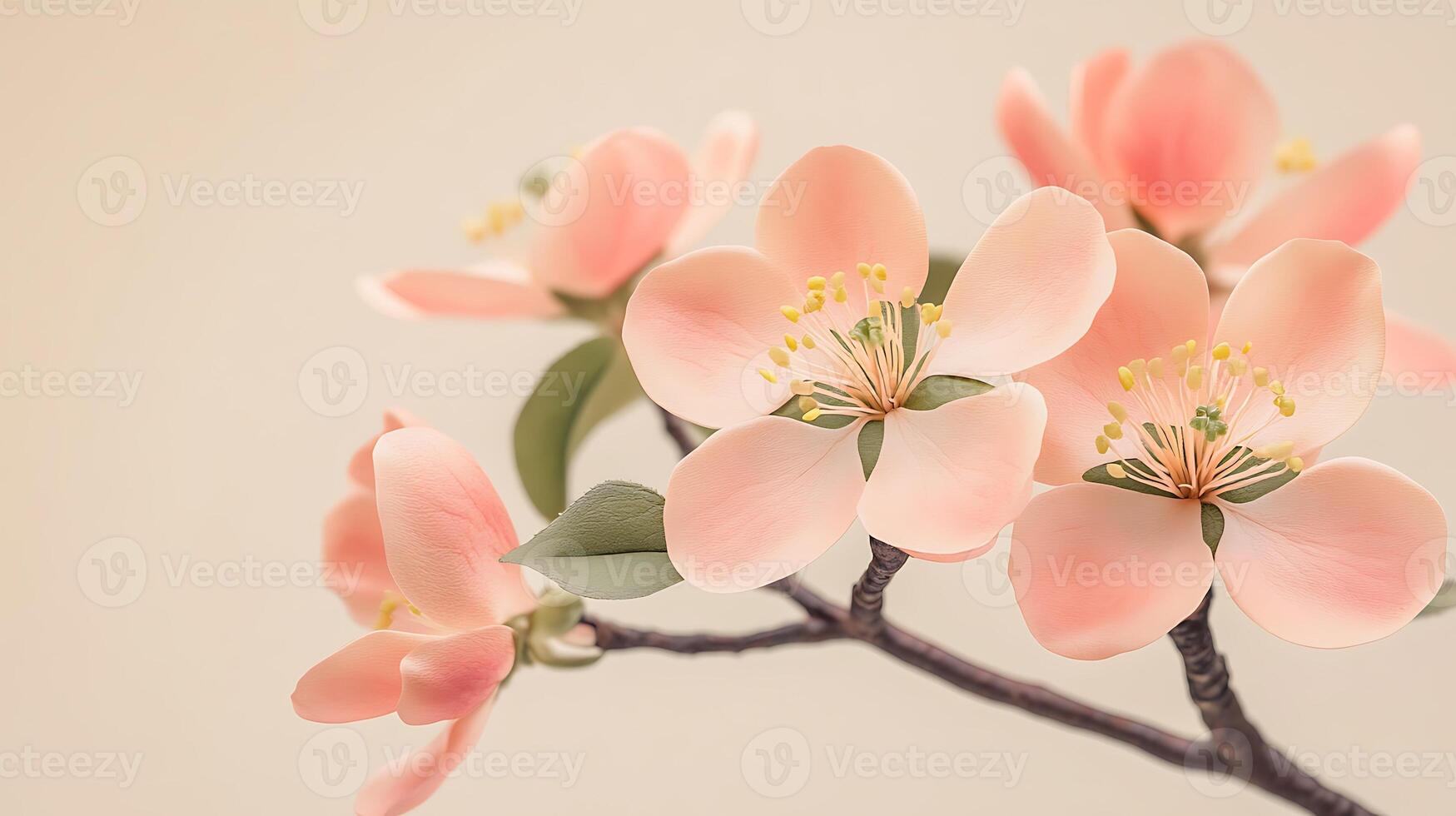 Stunning Realistic Blossoms Cradled by a Tree Branch in Close-Up photo