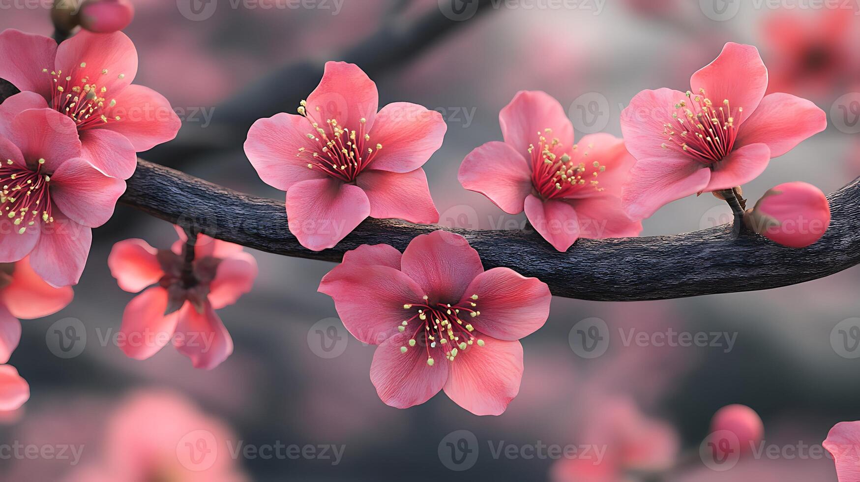 Close-Up of Stunning Flowers Cascading Beautifully from a Tree Branch photo