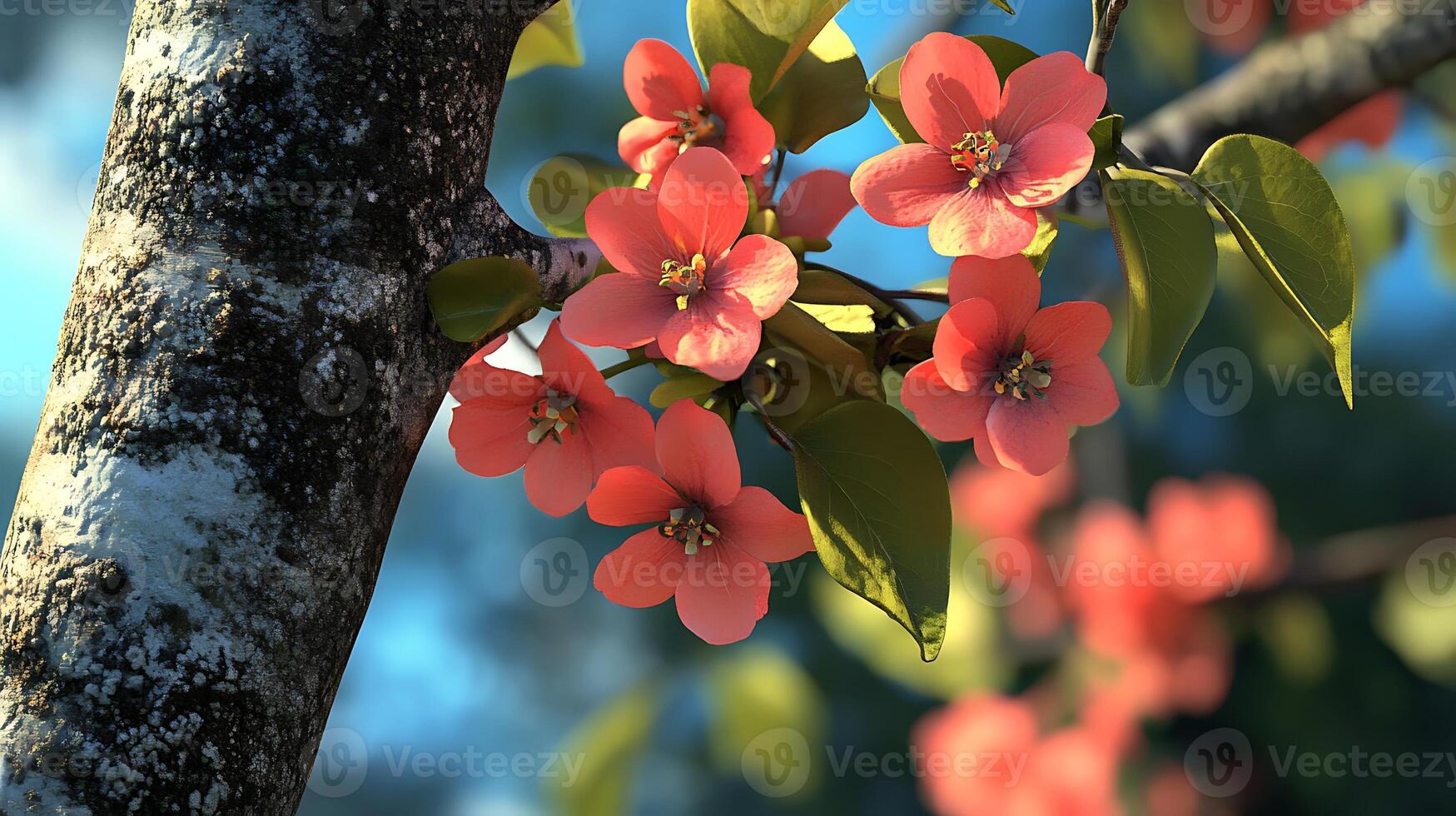 Mesmerizing Close-Up View of Flowers in Full Bloom on a Branch photo