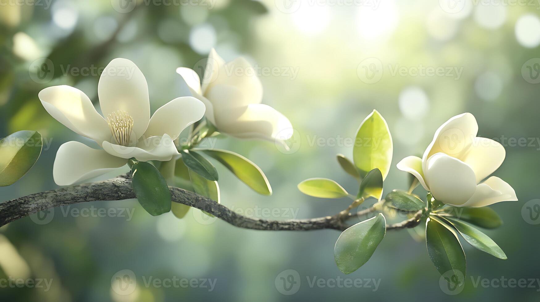 Close-Up of Flowers Resting on a Tree Branch photo