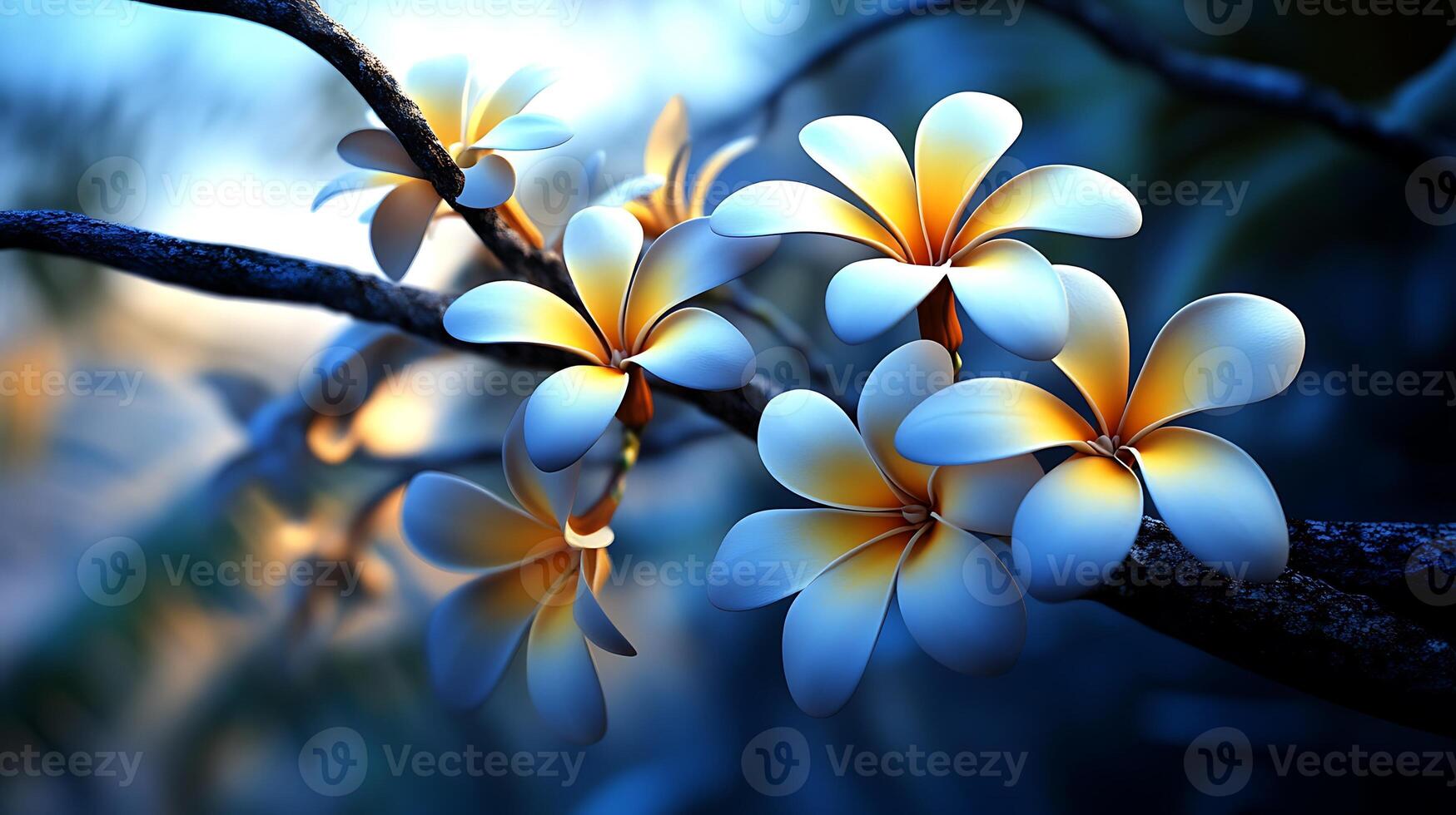Blossoms Adorning a Tree Branch in a Close-Up Artistic Display photo