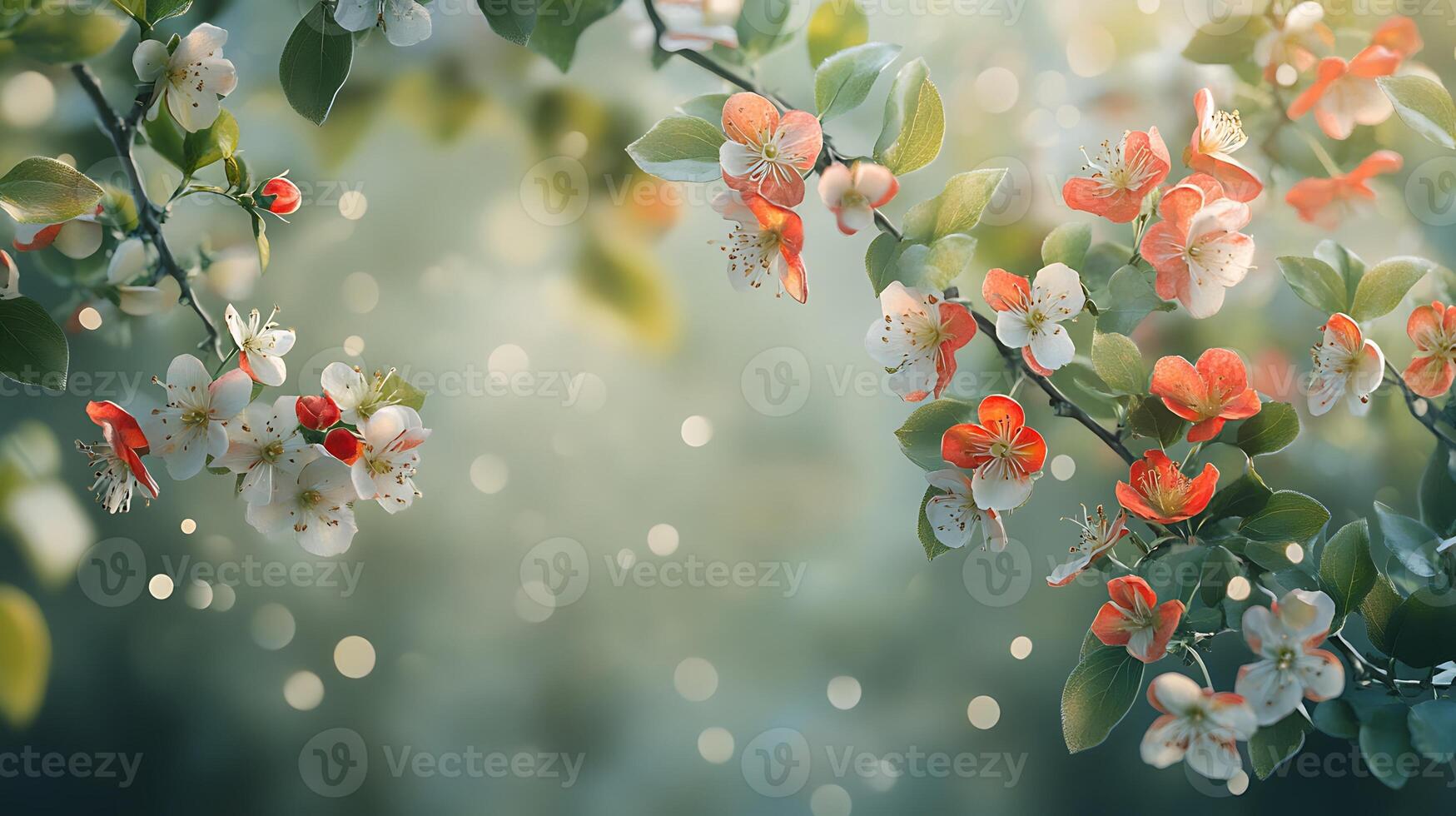 Rustic Tree Branch Highlighted by Vibrant Blossoms in Close-Up photo