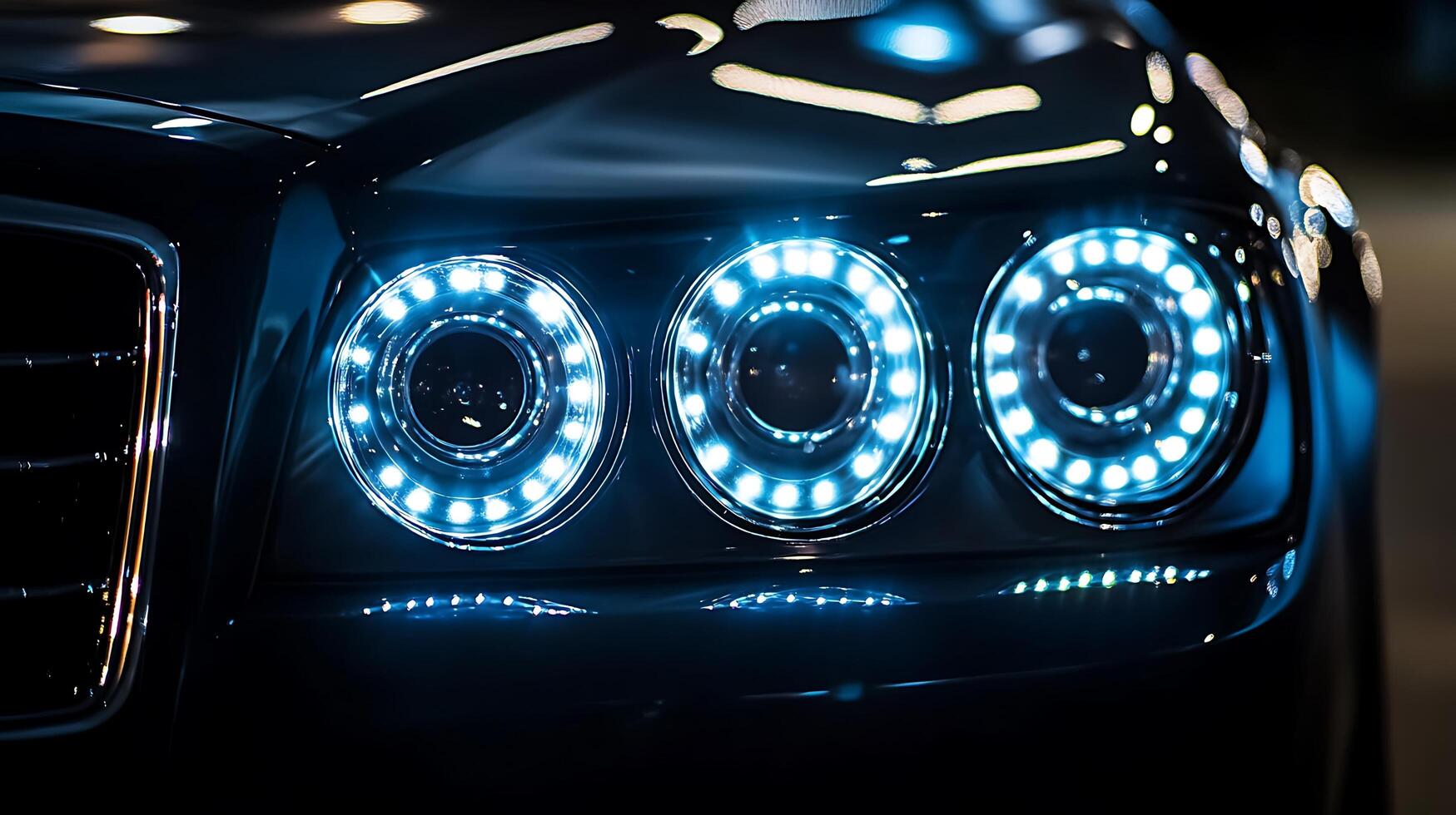 Luxury Car Headlights Up Close photo