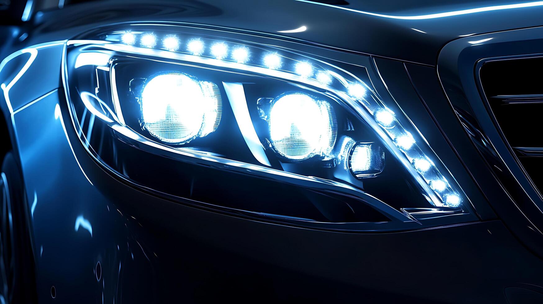 Luxury Car Headlights in the Dark photo