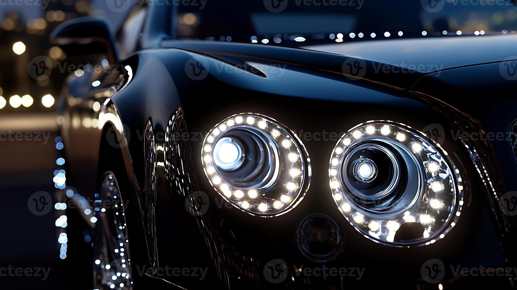 Sleek Design of Luxury Car Headlights Illuminates the Shadows photo
