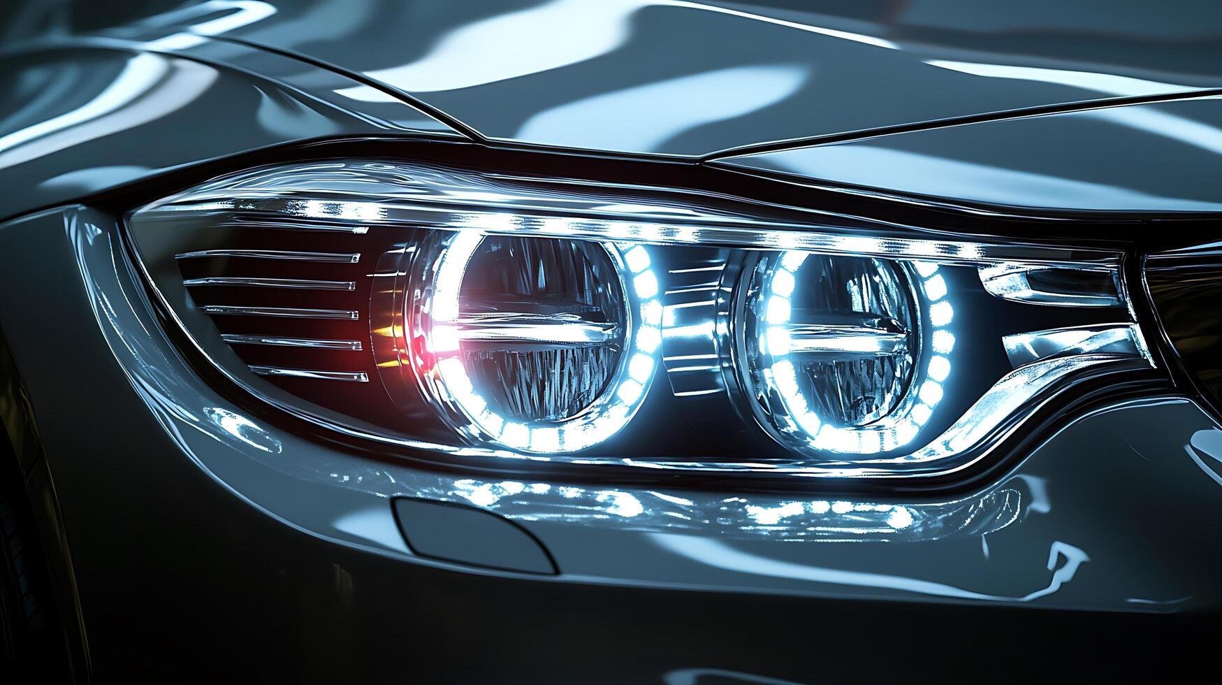 Dynamic Lighting Effects in the Clear Glass of a Car Headlight photo