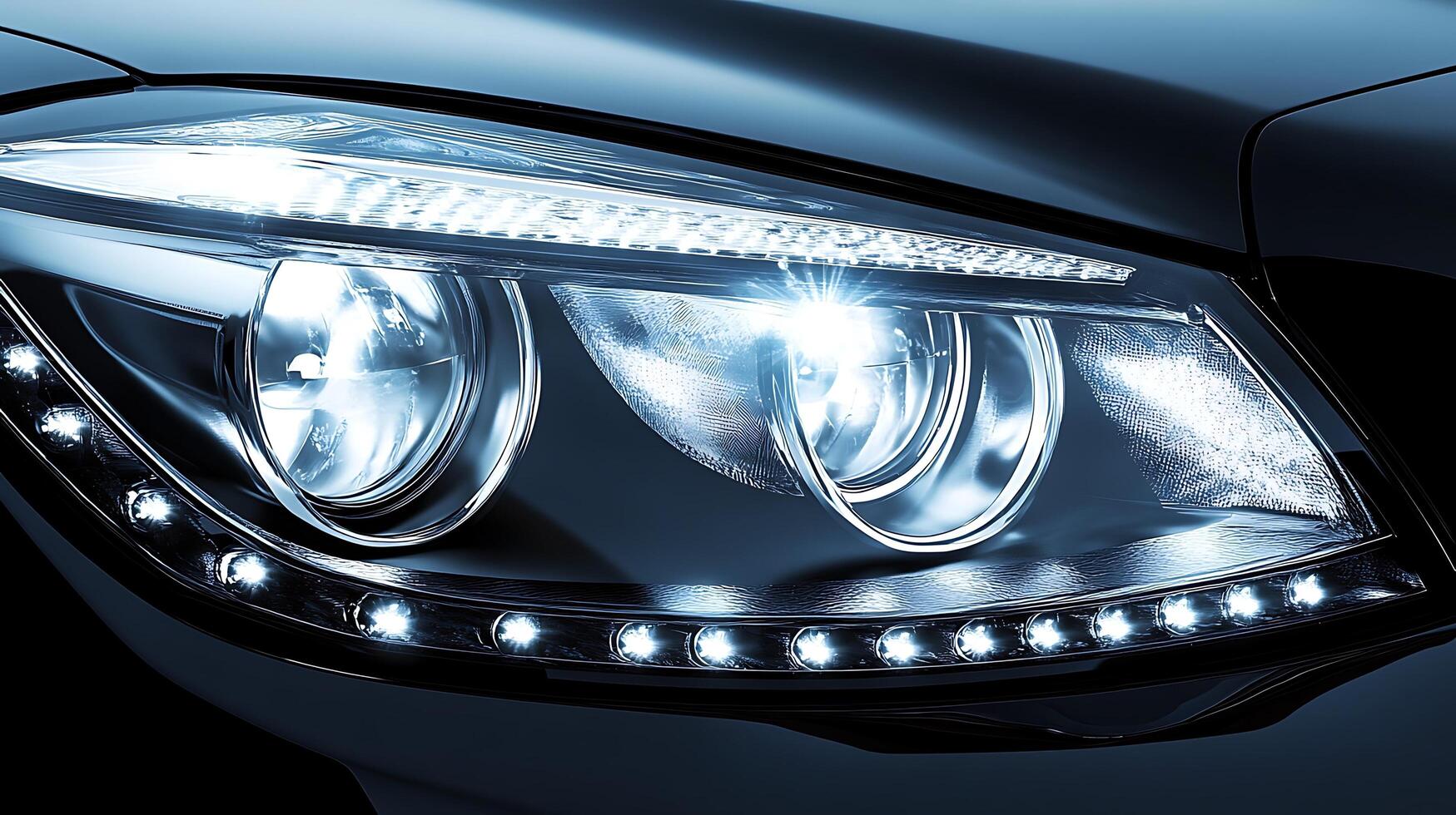 An Artistic Look at Reflections in a Car Clear Glass Headlights photo