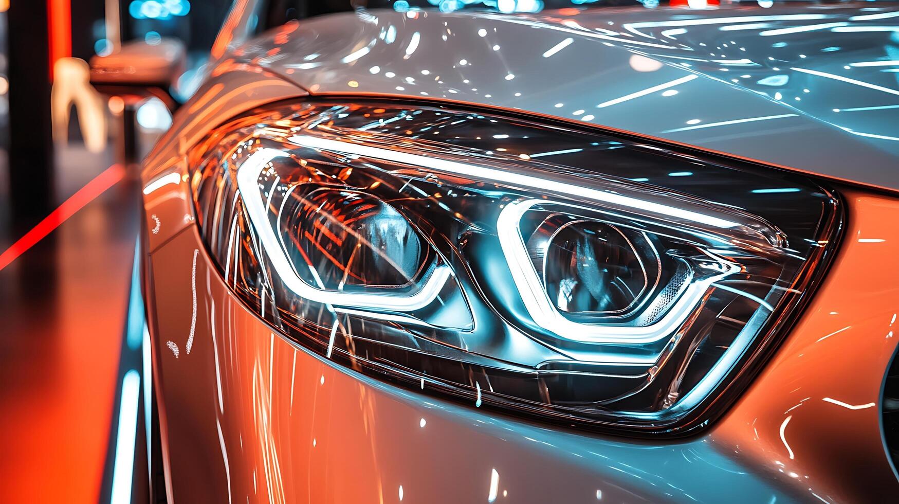 Modern Headlight Close-Up Highlighting Stunning Clarity and Glass Texture photo