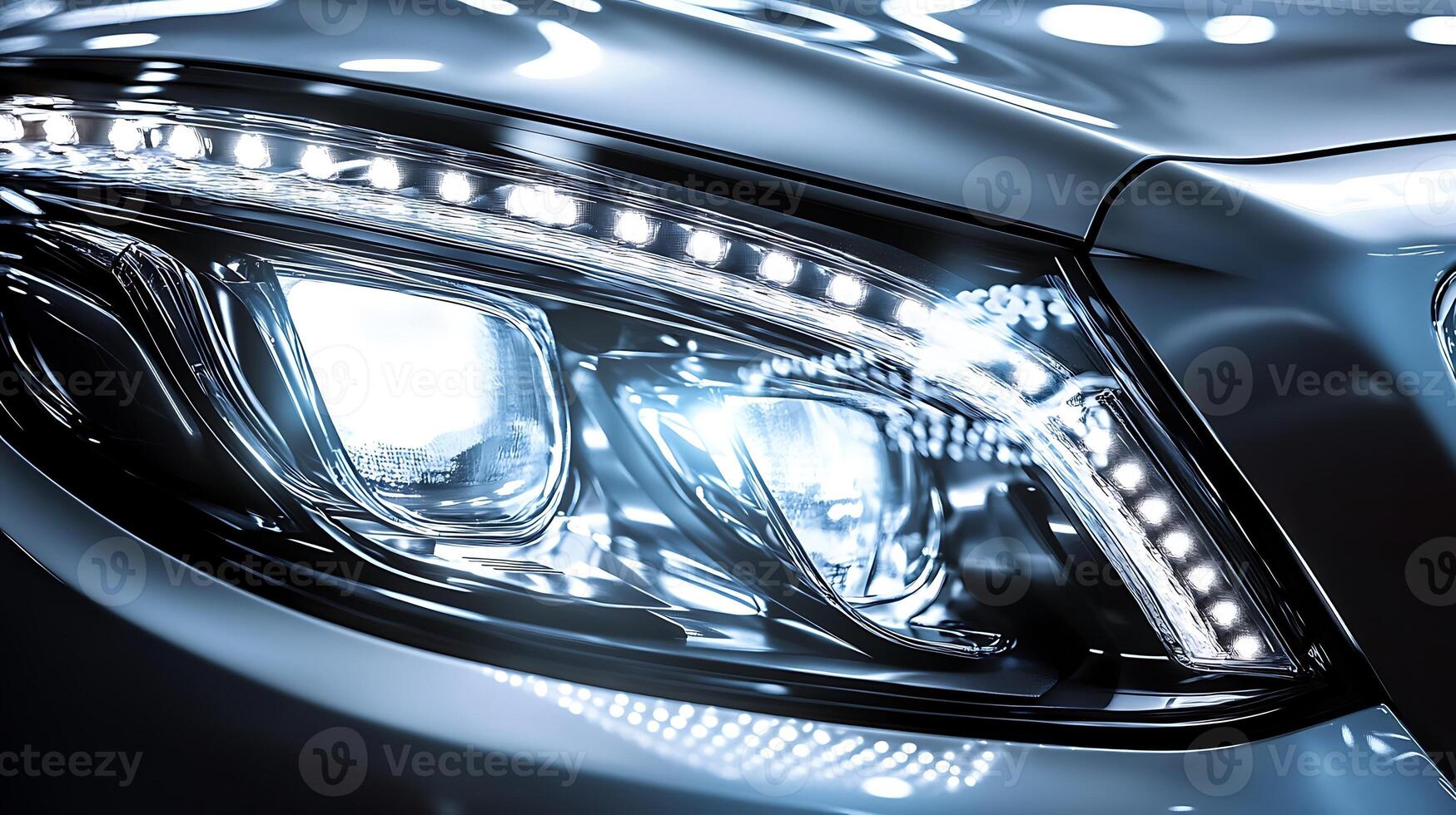 Exploring Light Refractions in the Glass of a Car Headlight photo