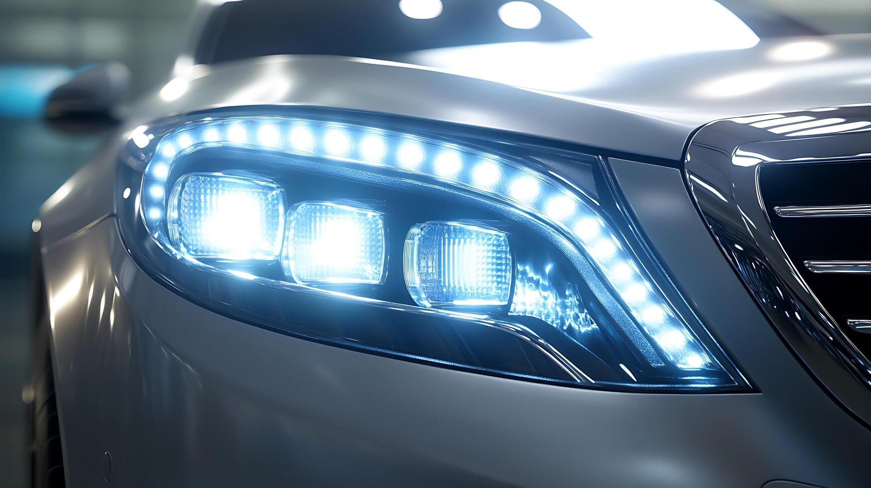Mercedes LED Headlights Captured with Artistic Blur photo