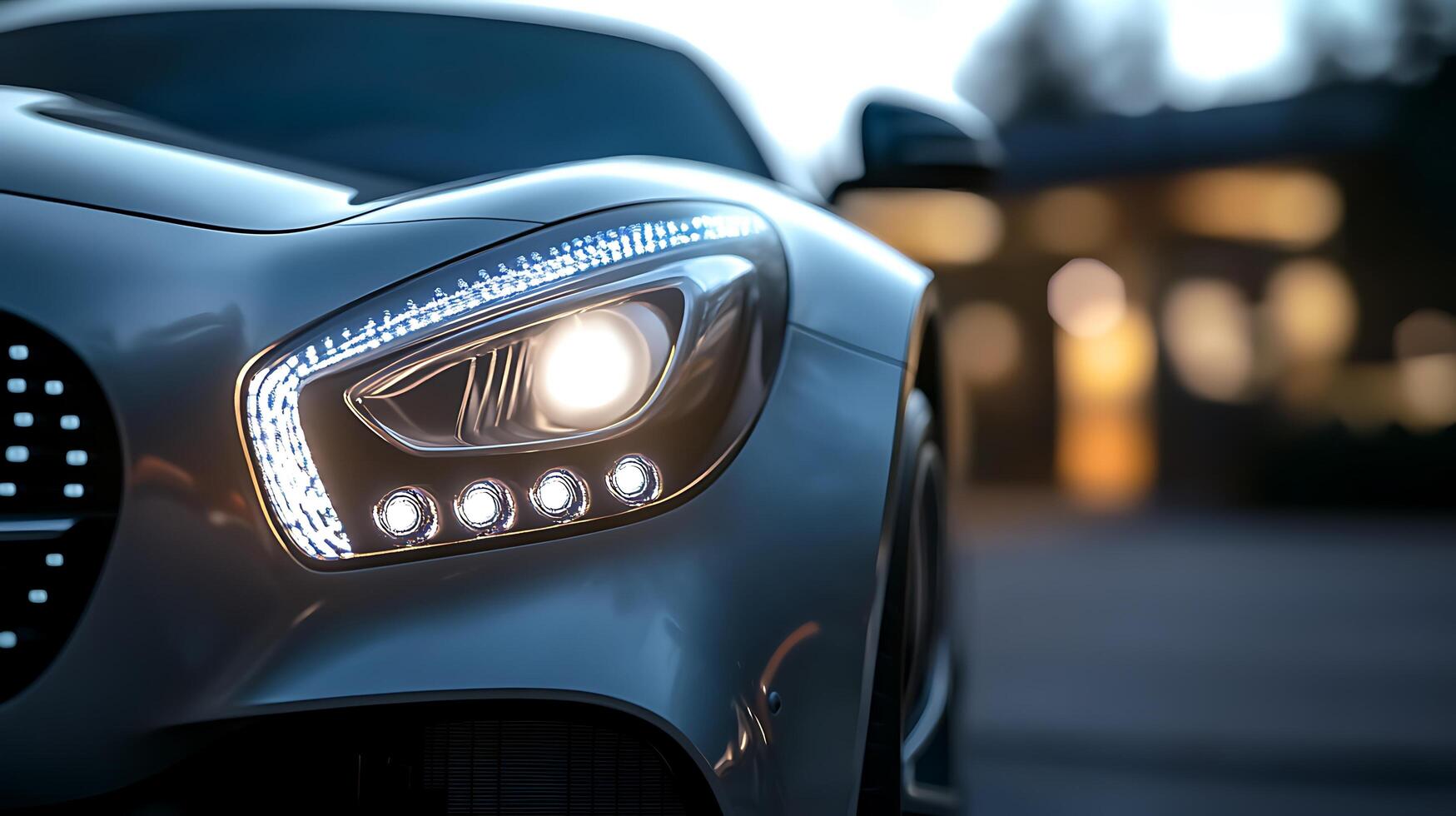 Mercedes LED Headlights Front and Center with Blur photo