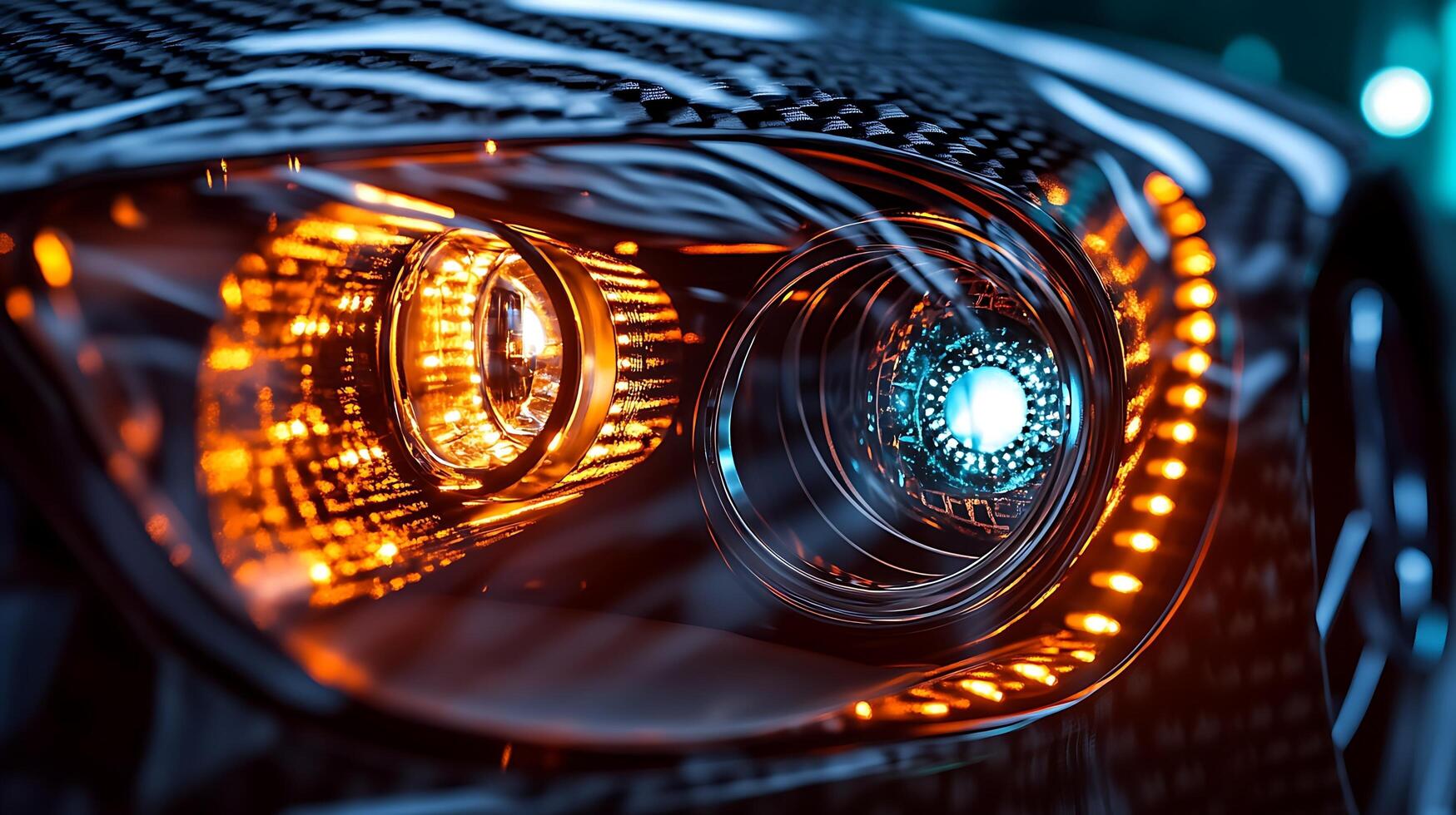 Elegant Mercedes LED Headlights Shine Brightly Against a Blurry Background photo