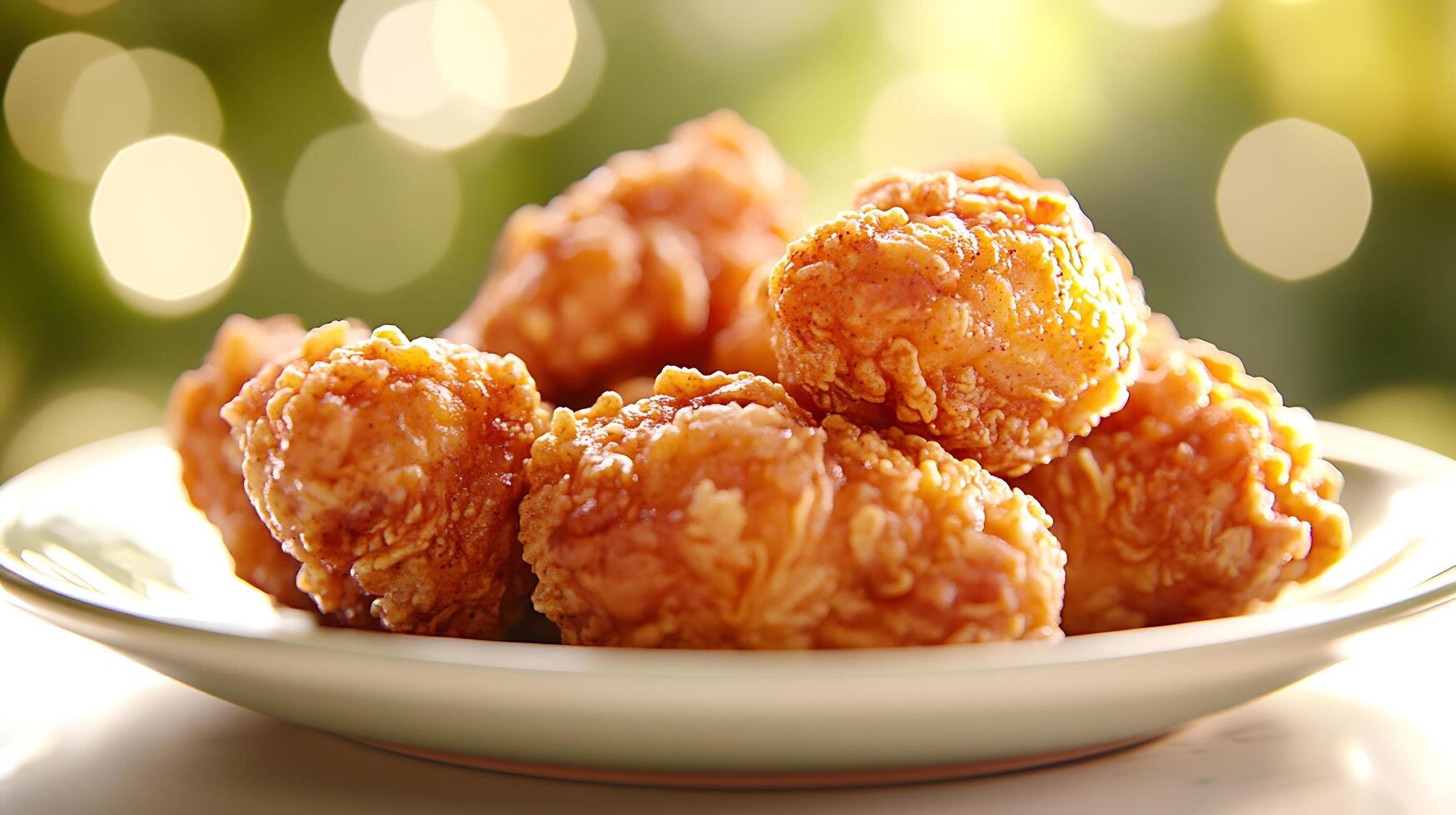 Golden Chicken Fry That Steals the Show with Bokeh Effects photo
