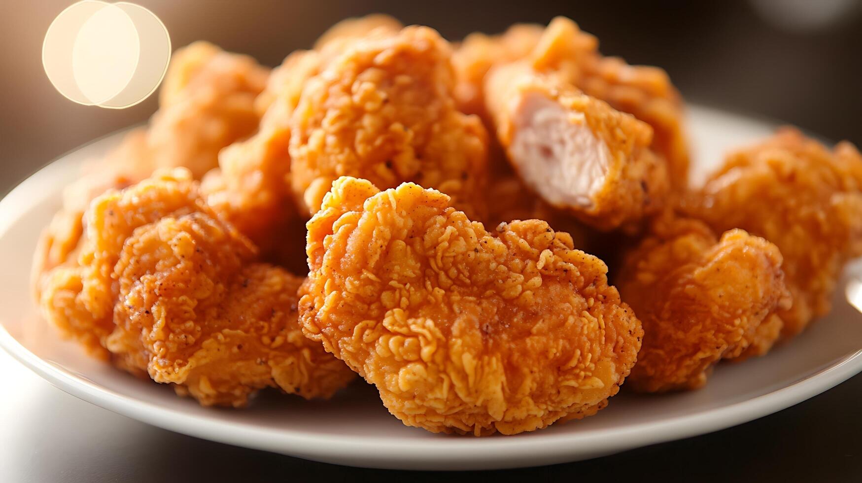 Delicious Chicken Fry Perfectly Plated Amid a Bokeh Glow photo