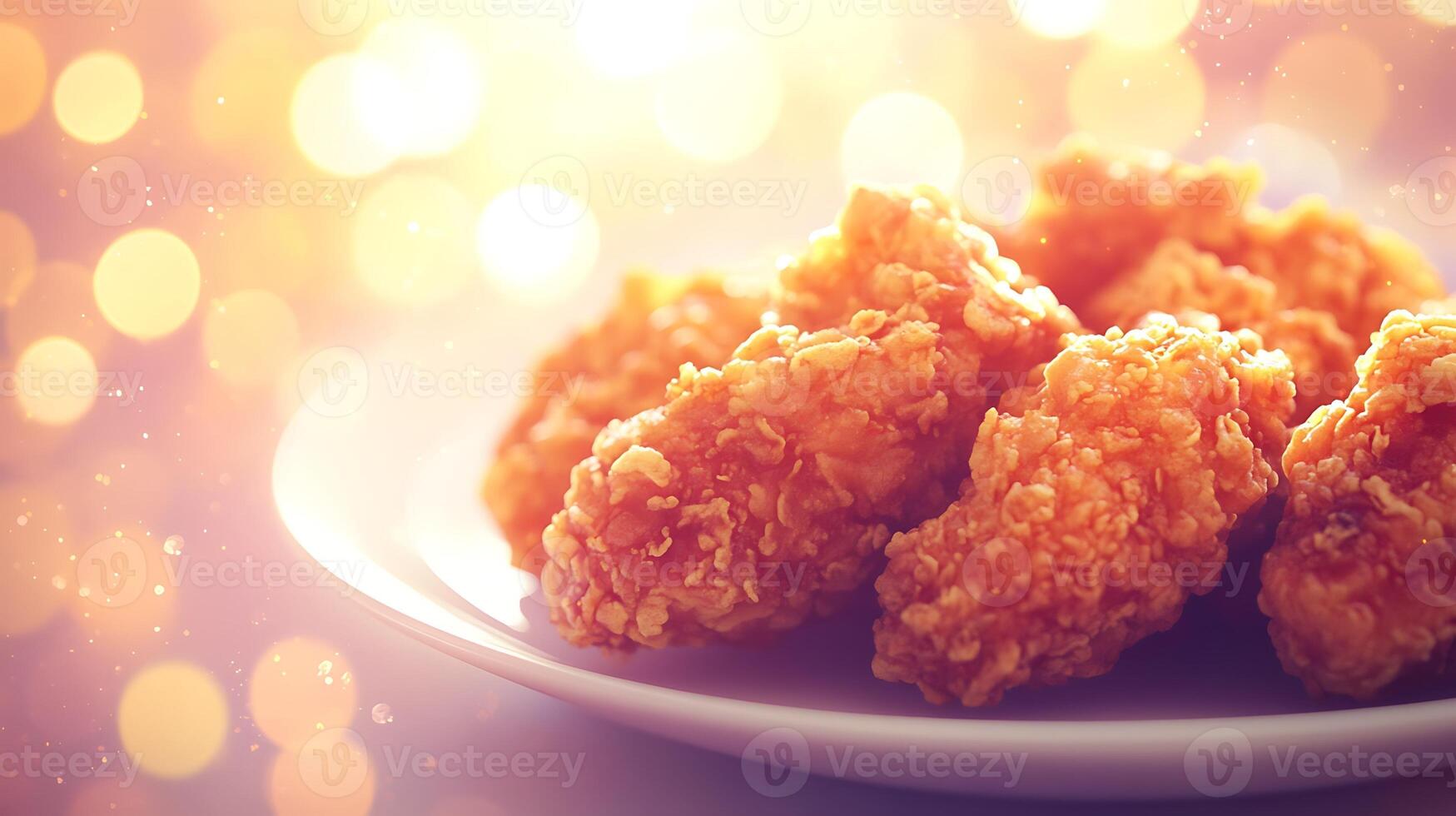 Crispy and Golden Chicken Fry Enhanced by Dreamy Bokeh Details photo