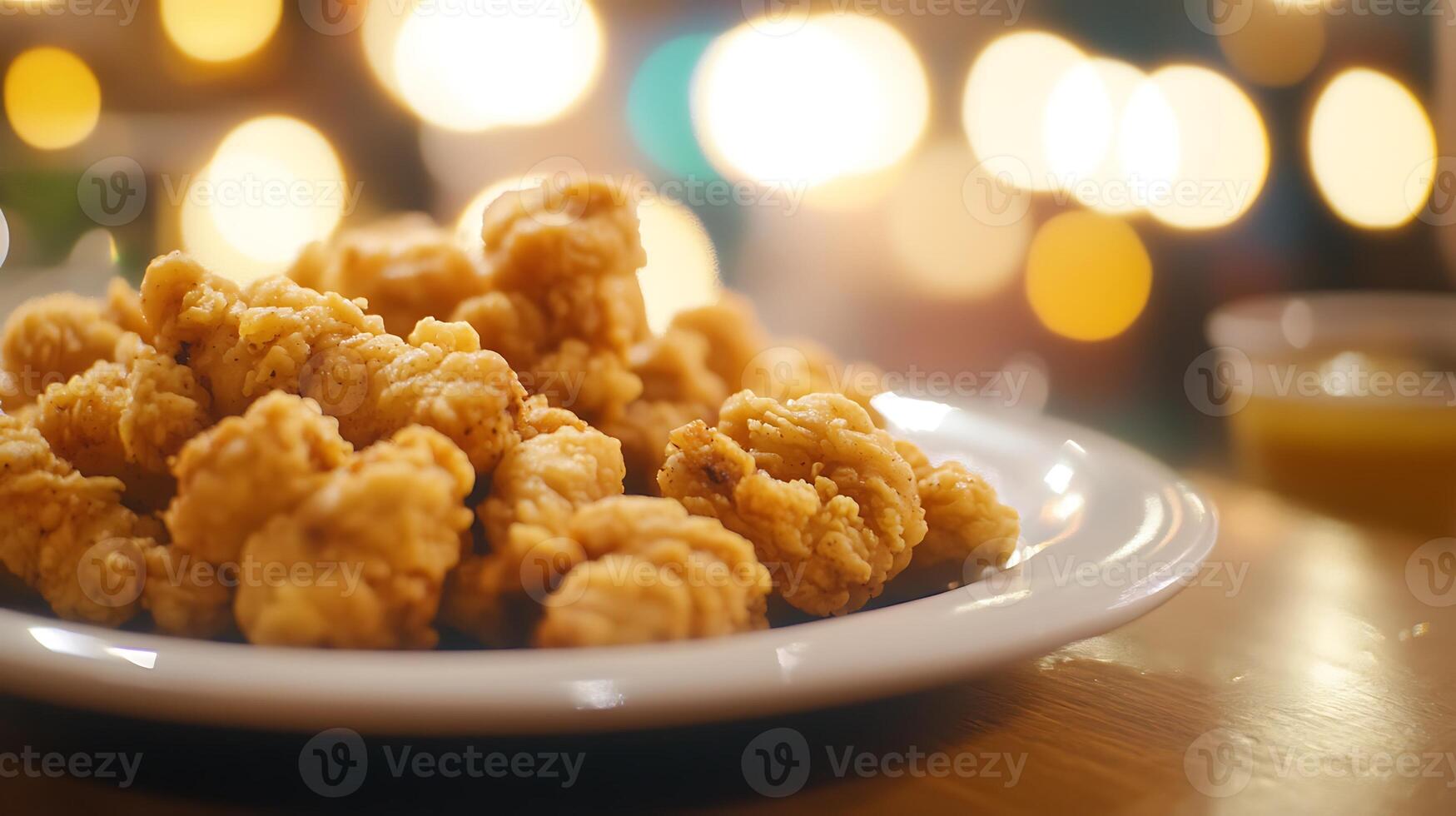 Appetizing Chicken Fry Shot with a Touch of Bokeh Elegance photo