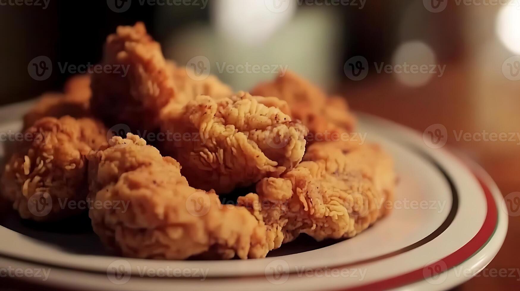 Golden Crispy Chicken Fry with Soft and Beautiful Bokeh Glow photo