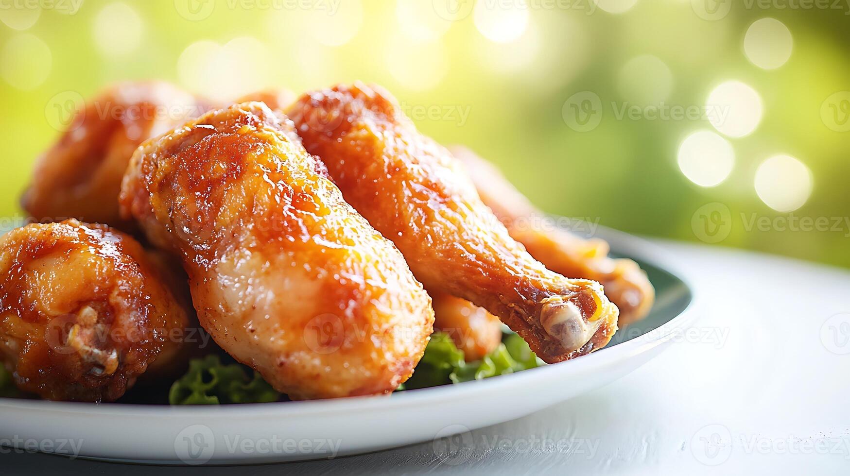 Delicious Fried Chicken Close-Up with Bokeh in Full Display photo