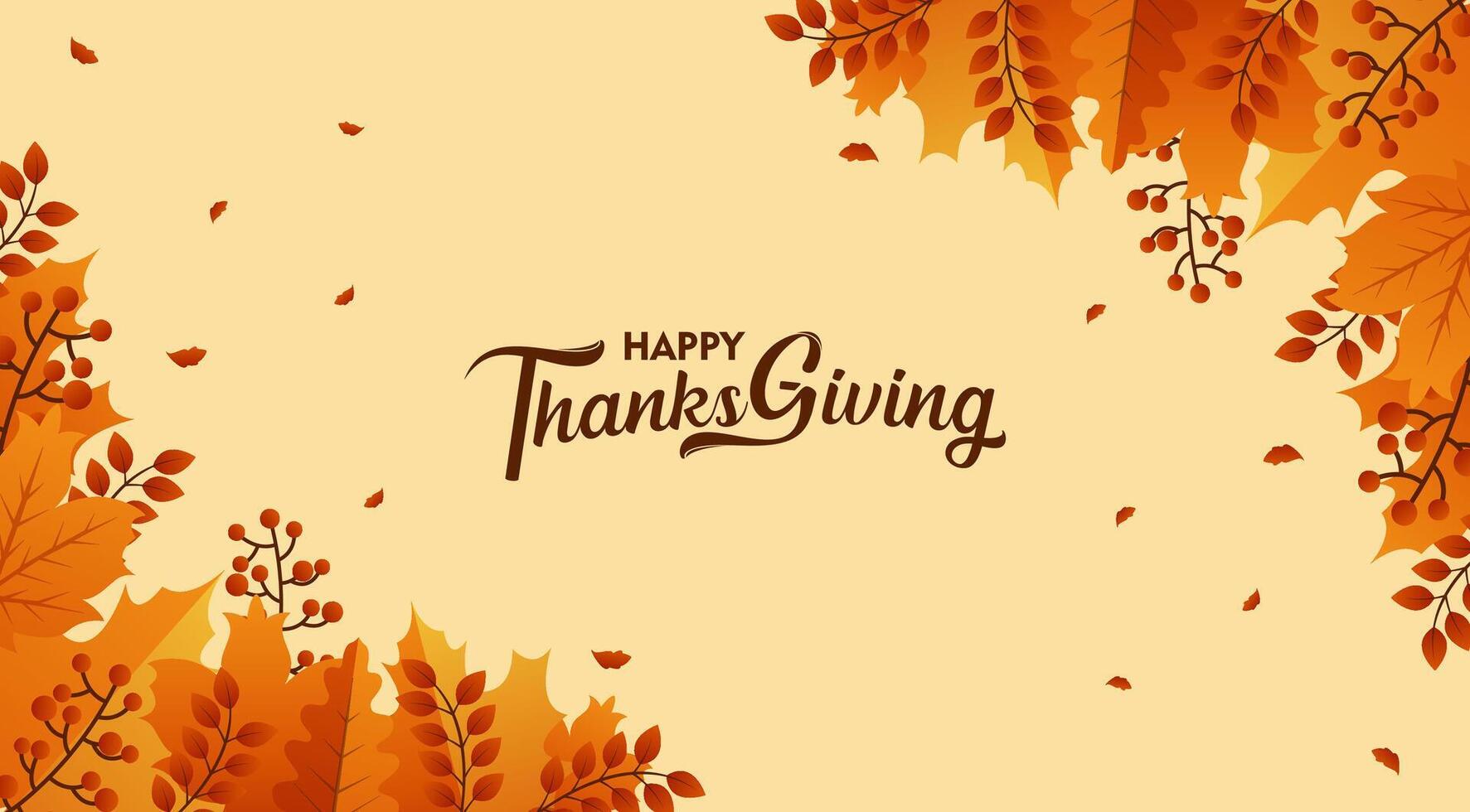 happy thanksgiving background with leaves vector
