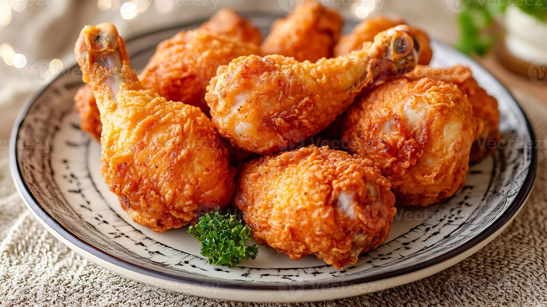 Golden Chicken Fry Perfection with Stunning Background Bokeh Effects photo
