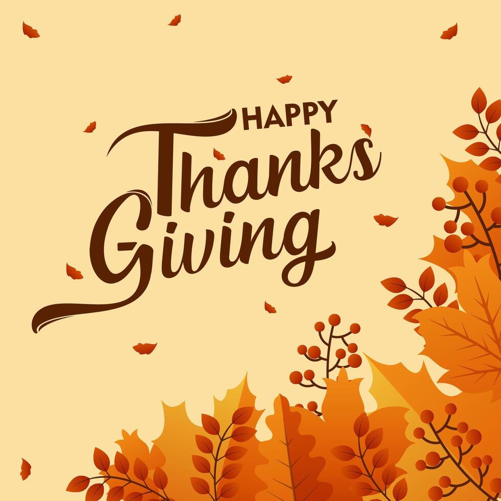 thanksgiving greeting card with autumn leaves and leaves vector