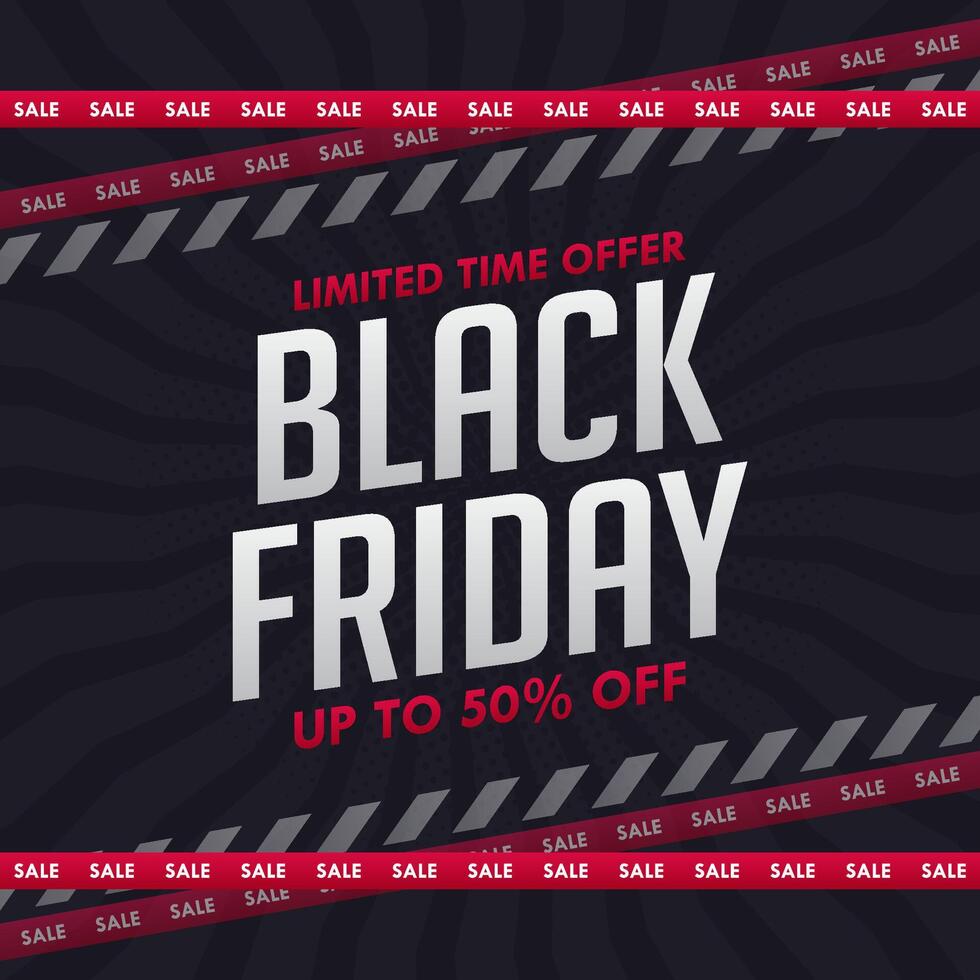black friday sale banner with red and black stripes. for banner background vector