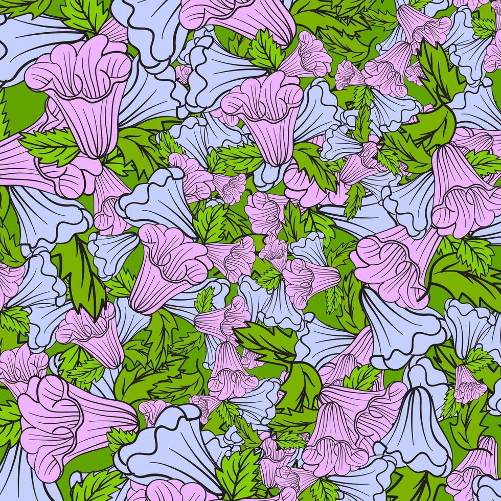 pattern with flower and leaves. vector